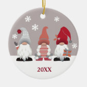 Cute Gnomes Nordic Red Pink Grey White Keramisch Ornament (Voorkant)