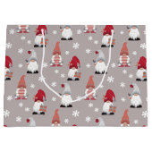 Cute Gnomes Nordic Winter Gray Pink Red Groot Cadeauzakje (Voorkant)