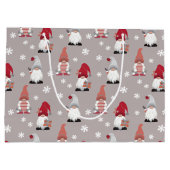 Cute Gnomes Nordic Winter Gray Pink Red Groot Cadeauzakje (Achterkant)