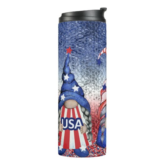Cute Gnomes Patriotic Thermosbeker (Gedraaid links)