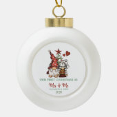 Cute Gnomes Pine Tree Our First Christmas  Keramische Bal Ornament (Voorkant)