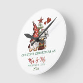 Cute Gnomes Pine Tree Our First Christmas  Ronde Klok (Hoek)