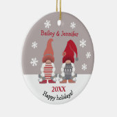 Cute Gnomes Prettige feestdagen Nordic Red Pink Gr Keramisch Ornament (Rechts)