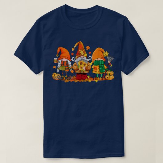 Cute Gnomes Pumpkin Herfst Season Autumn Happy Dan T-shirt (Design voorkant)