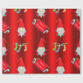 Cute Gnomes Red Kerstmis Cadeaupapier (Vlak)
