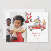 Cute Gnomes & Santa | Vakantieknopkaart (Voorkant)