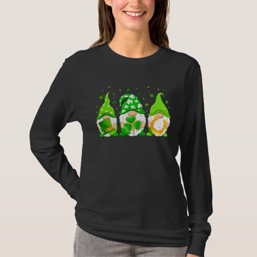 Cute Gnomes St Patrick s Day Gnome Shamrock Lucky  T-shirt (Voorkant)