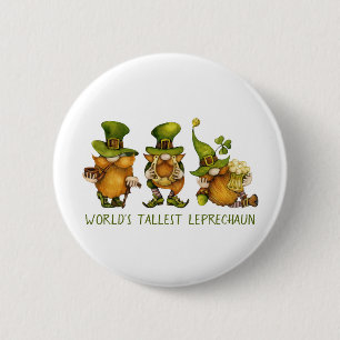 Cute Gnomes Tallest Leprechaun St Patrick's Day Ronde Button 5,7 Cm
