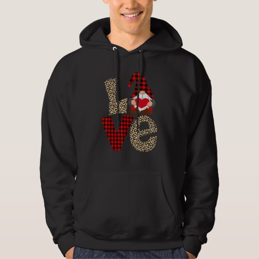 Cute Gnomes Valentines Love Leopard Plaid Couple M Hoodie (Voorkant)