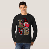 Cute Gnomes Valentines Love Leopard Plaid Couple M T-shirt (Voorkant volledig)