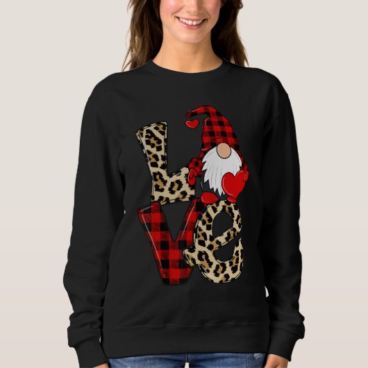 Cute Gnomes Valentines Love Leopard Plaid Couple M Trui (Voorkant)