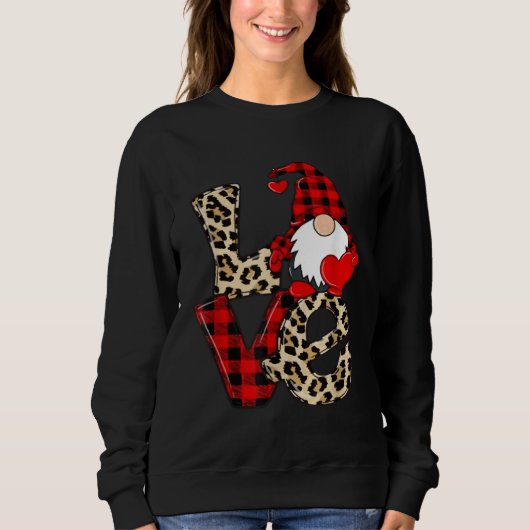 Cute Gnomes Valentines Love Leopard Plaid Couple M Trui (Voorkant)
