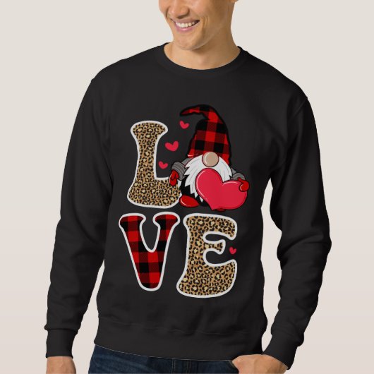 Cute Gnomes Valentines Love Leopard Plaid Couple M Trui (Voorkant)