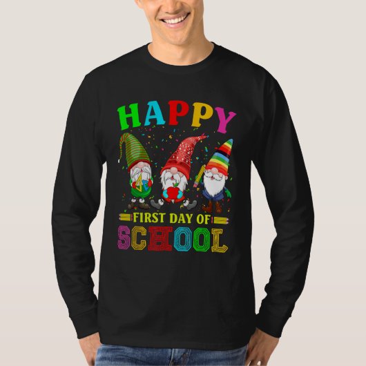 Cute Gnomies Happy First Day Of School Back To Sch T-shirt (Voorkant)