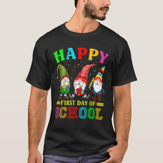 Cute Gnomies Happy First Day Of School Back To Sch T-shirt (Voorkant)
