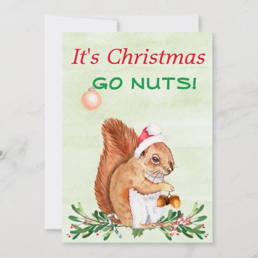 Cute Go Nuts Squirrels Kerstmis Feestdagenkaart (Voorkant)