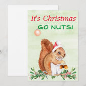 Cute Go Nuts Squirrels Kerstmis Feestdagenkaart (Voorkant / Achterkant)
