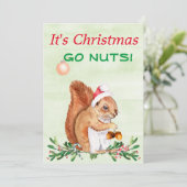 Cute Go Nuts Squirrels Kerstmis Feestdagenkaart (Staand voorkant)