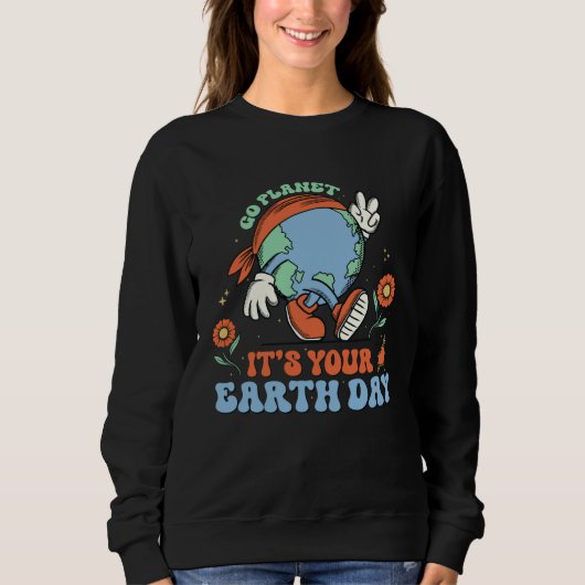 Cute Go Planet Its Your Earth Day 2023 Groovy Kids Trui (Voorkant)