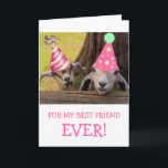 Cute Goat Best Friend Birthday Kaart<br><div class="desc">Fun-kaart met twee beste vrienden in hun pet van het feest! Geef de berichten een persoonlijk tintje en maak er plezier mee. Foto ©Christine Greenspan</div>