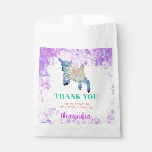 Cute Goat Birthday Party Hartelijk dank Bedankzakje (Voorkant)