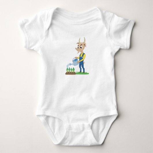 Cute goat Gardener cartoon Romper (Voorkant)