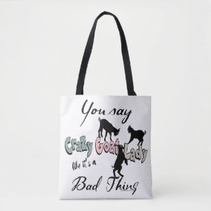 Cute GOAT GEZEGDE U zegt "Crazy Goat Lady Pastel Tote Bag