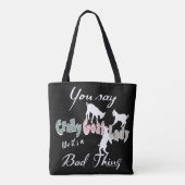 Cute GOAT GEZEGDE | U zegt "Crazy Goat Lady Pastel Tote Bag (Achterkant)