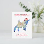 Cute Goat met een kersthoed Feestdagenkaart (Staand voorkant)