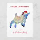 Cute Goat met een kersthoed Feestdagenkaart (Voorkant)