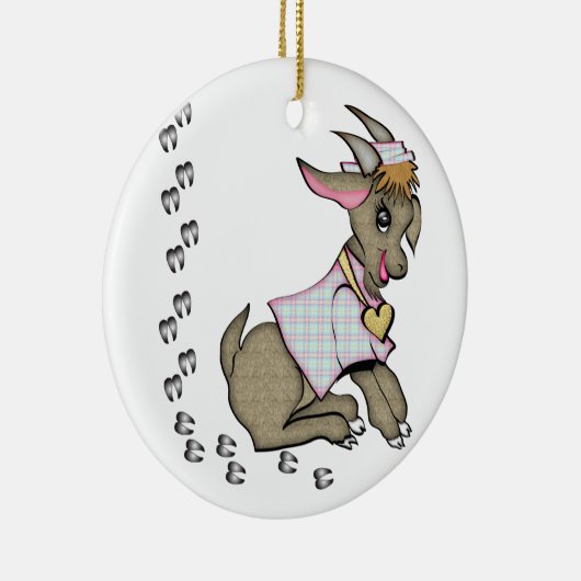 Cute Goat met HoofPrints Keramisch Ornament (Rechts)