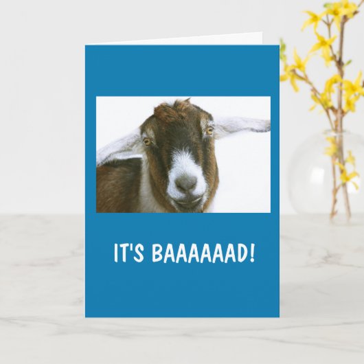 Cute Goat "Miss You!" Kaart (Gele Bloem)