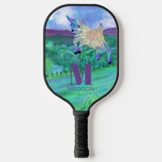 Cute Goat Monogram Pickleball Paddle (Voorkant)