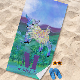 Cute Goat Monogram Strandlaken