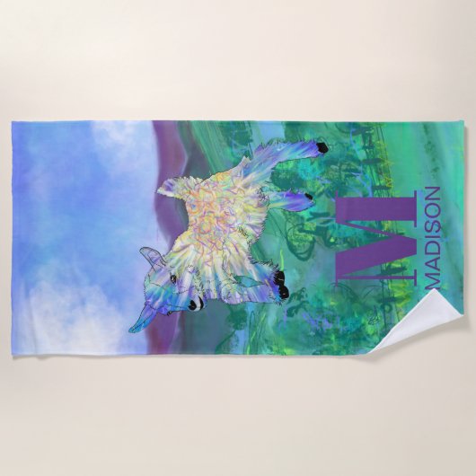 Cute Goat Monogram Strandlaken (Voorkant)