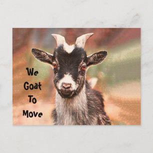 Cute Goat Moving New Address Budget Briefkaart