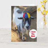 Cute Goat Photo Favorite Kind Moederdag Kaart (Gele Bloem)