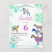 Cute Goats 6th Birthday Uitnodiging Briefkaart (Voorkant)