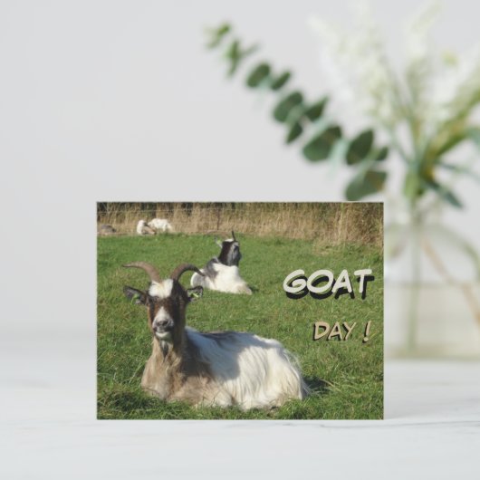 Cute Goats Cust. Text Goat Day Briefkaart (Staand voorkant)