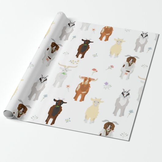 Cute Goats Farm Animals Cadeaupapier (Uitgerold)