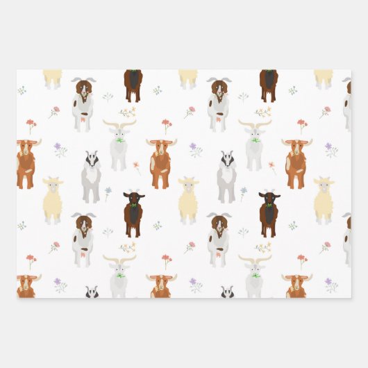 Cute Goats Farm Animals Inpakpapier Vel (Voorkant)