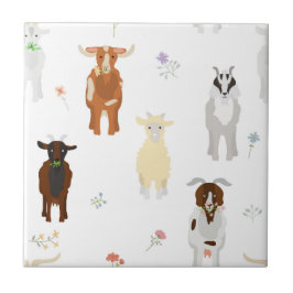 Cute Goats Farm Animals Kids Seamless Pattern Tegeltje