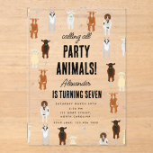 Cute Goats Farm Party Animals Goat Birthday Theme Acryl Uitnodigingen (Voorkant)