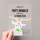 Cute Goats Farm Party Animals Goat Birthday Theme Acryl Uitnodigingen (Insitu (Draagbaar))
