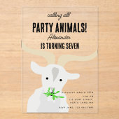 Cute Goats Farm Party Animals Goat Birthday Theme Acryl Uitnodigingen (Voorkant)