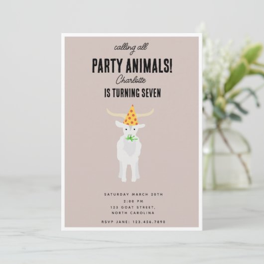 Cute Goats Farm Party Animals Goat Birthday Theme Kaart (Staand voorkant)