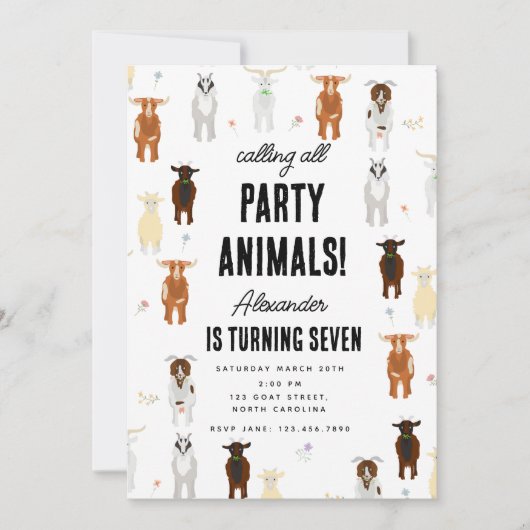 Cute Goats Farm Party Animals Goat Birthday Theme Kaart (Voorkant)