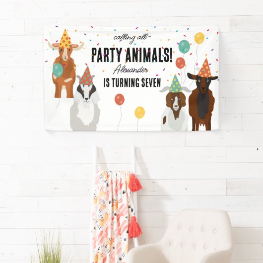 Cute Goats Farm Party Animals Goat Birthday Theme Spandoek (Insitu)
