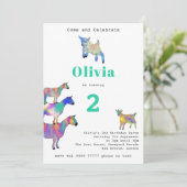 Cute Goats Girls 2e verjaardag Colorful Kaart (Staand voorkant)