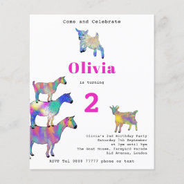 Cute Goats Girls 2e verjaardag roze Flyer